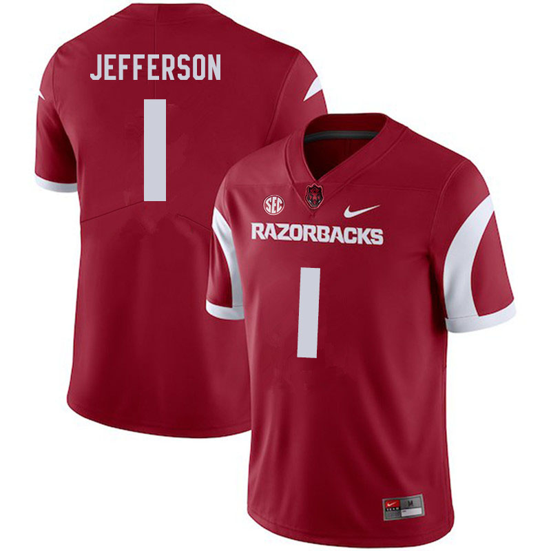 Men #1 K.J. Jefferson Arkansas Razorbacks College Football Jerseys Sale-Cardinal - Click Image to Close